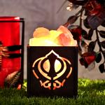Ek Omkaar Himalayan Rock Salt Wooden Basket Lamp | Faith & Unity