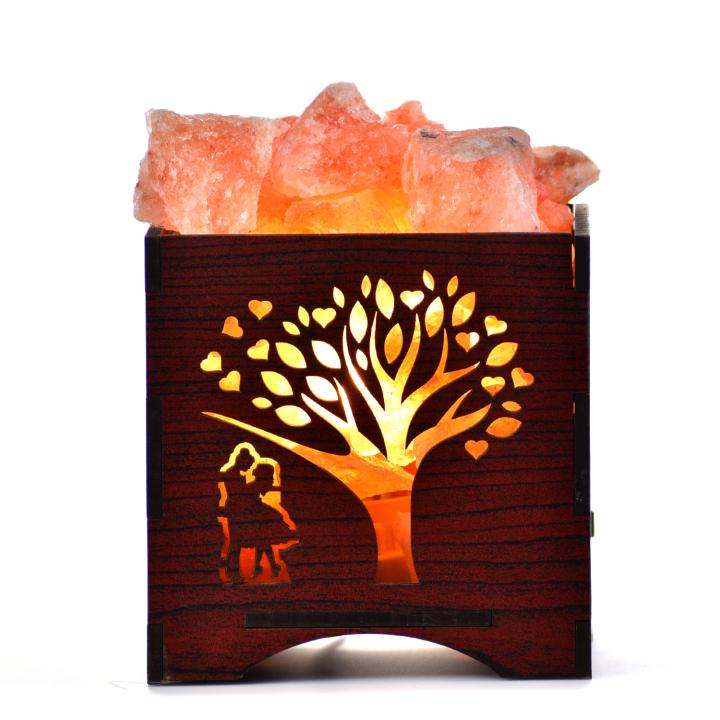 Love You Himalayan Rock Salt Wooden Basket Lamp | Love & Togetherness