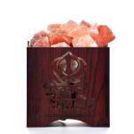 Nirbhau Nirvair Himalayan Rock Salt Wooden Basket Lamp | Gratitude & Peace