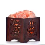 Nirbhau Nirvair Himalayan Rock Salt Wooden Basket Lamp | Gratitude & Peace