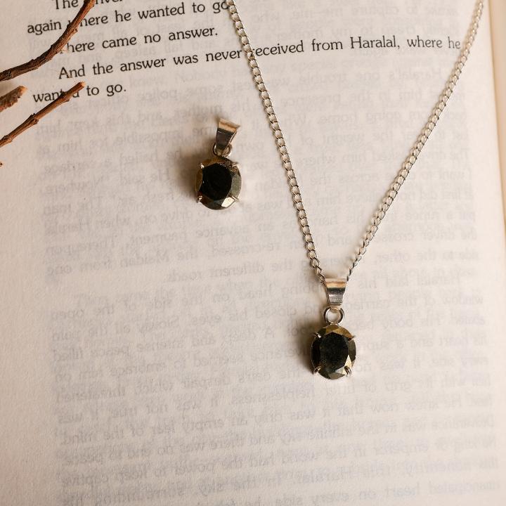 Pyrite Small Oval Pendant | Shield of Prosperity