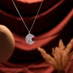 Opalite Moon Pendant Wire Wrapped | Wrapped Lunar Glow