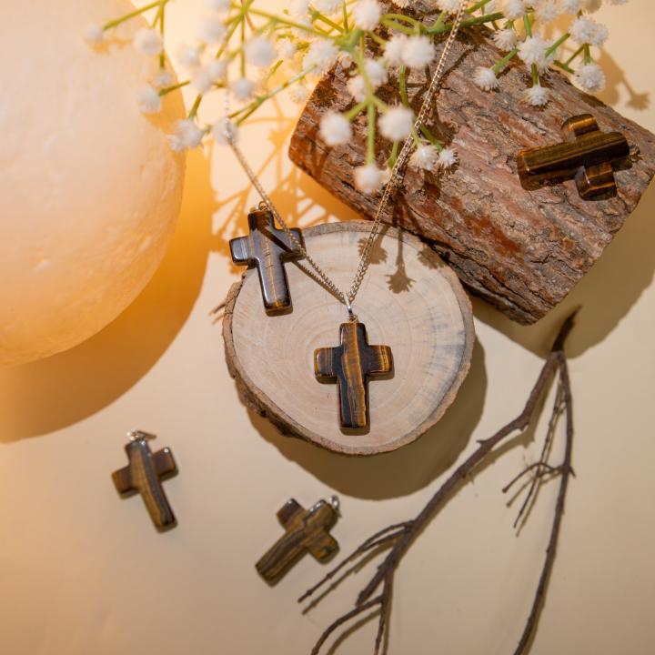 Tiger's Eye Cross Pendant | Faith in Strength