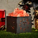 Guru Ji Face Himalayan Rock Salt Wooden Basket Lamp | Blessings & Peace