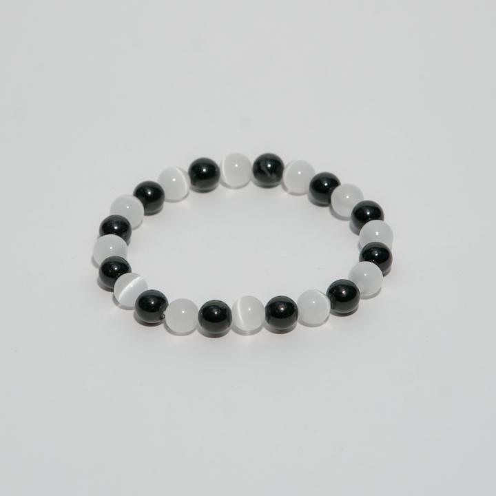 Selenite & Black Tourmaline Bracelet | Aura Shield