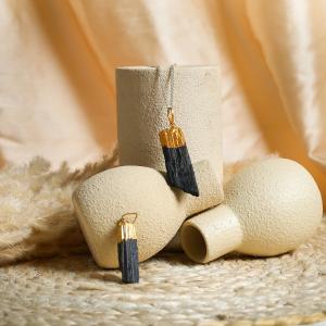 Black Tourmaline Raw Pendant | Raw Protection Stone