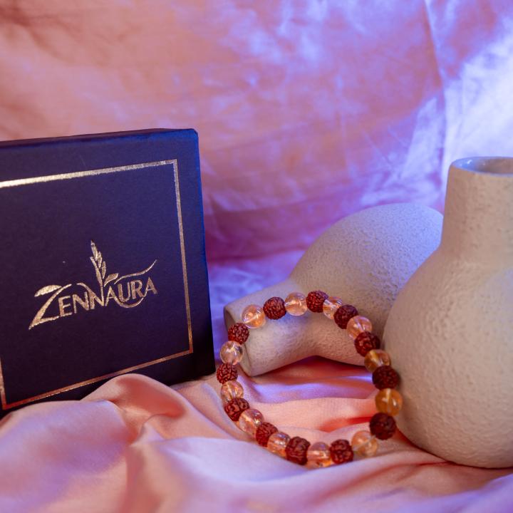 Rudraksha and Citrine Bracelet | Abundance & Protection