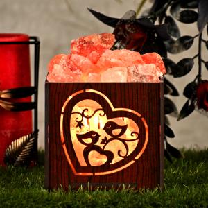 Love Rock Salt Wooden Basket Lamp | Love & Emotion