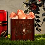 Live Laugh Himalayan Rock Salt Wooden Basket Lamp | Love & Spirituality