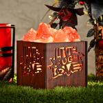 Live Laugh Himalayan Rock Salt Wooden Basket Lamp | Love & Spirituality