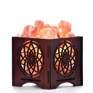 Healing Chakras Himalayan Rock Salt Wooden Basket Lamp | Alignment & Energy