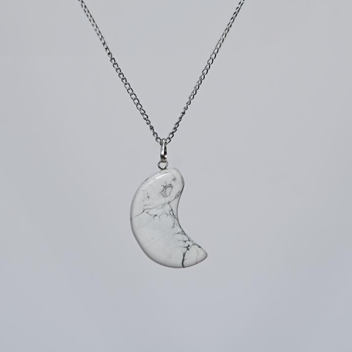 Howlite Moon Pendant | Calming Moon Energy