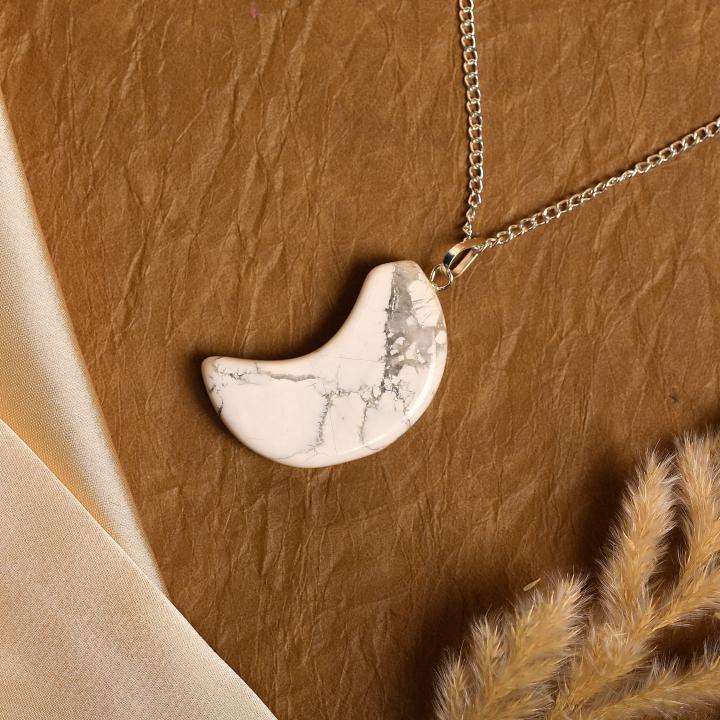 Howlite Moon Pendant | Calming Moon Energy