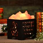 Hare Krishna Himalayan Rock Salt Basket Lamp | Faith & Joy