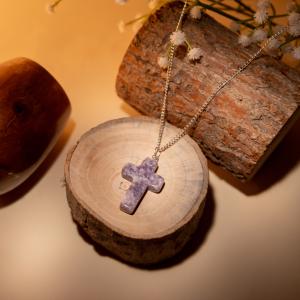 Lepidolite Cross Pendant | Calm & Balance Cross