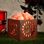 Ganesha Ji Himalayan Rock Salt Wooden Basket Lamp | Wisdom & Prosperity