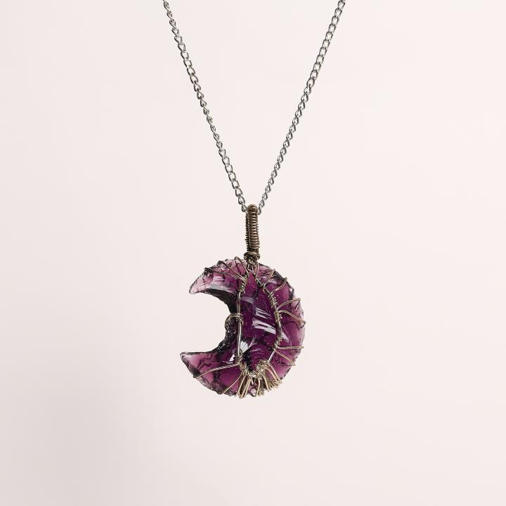 Amethyst Moon Pendant | Intuition & Serenity Moon