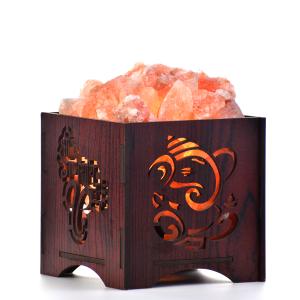 Ganesha Mantra Himalayan Rock Salt Basket Lamp | Wisdom & Prosperity